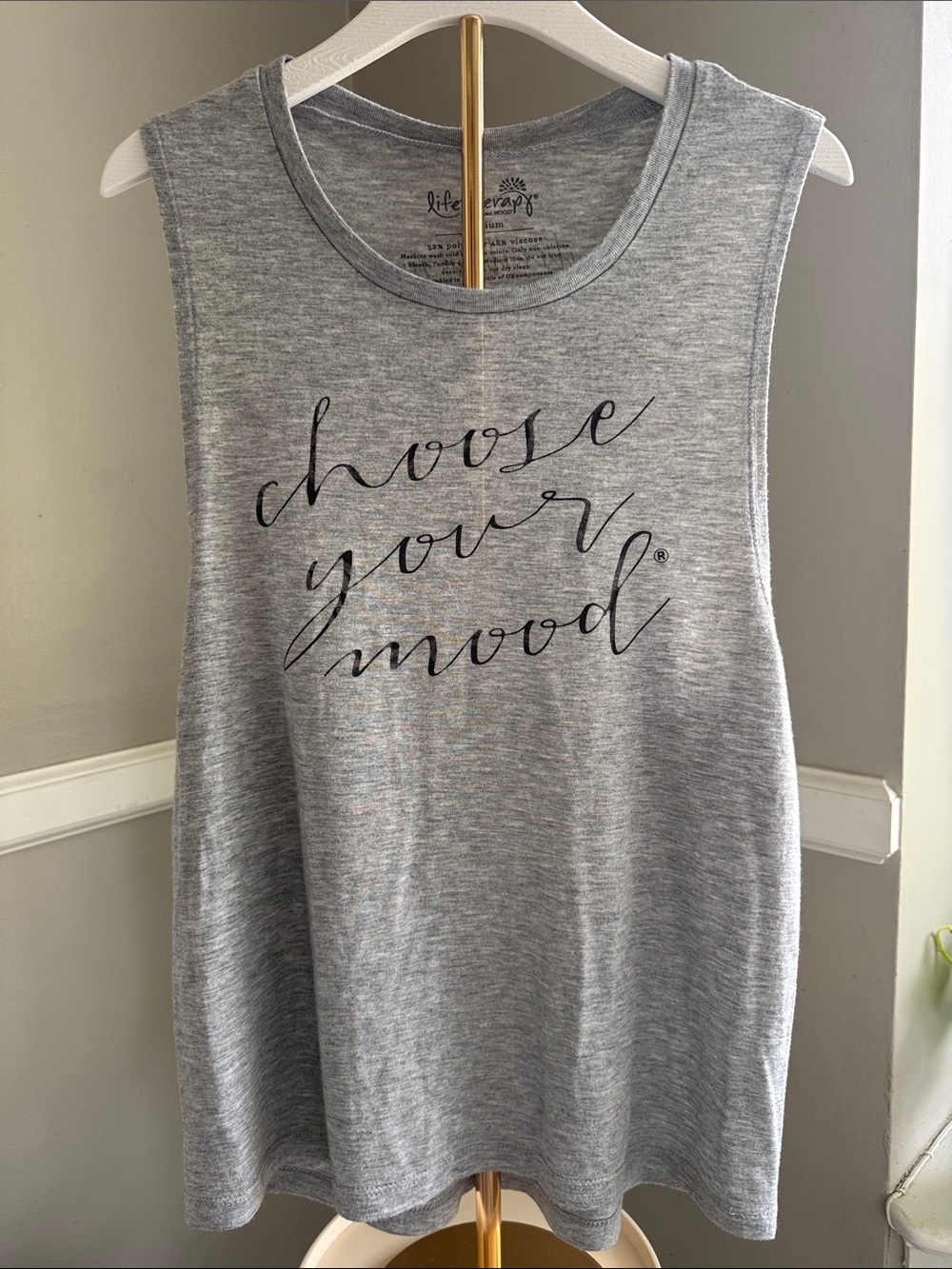 Gray Sleeveless Tank Top - "Choose Your Mood"